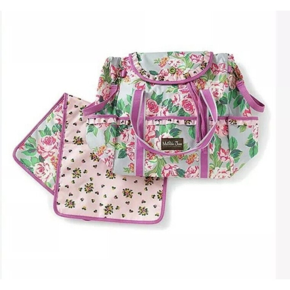New Matilda Jane Carry It All Diaper Bag Backpack Brilliant Daydream Pink Floral - Picture 3 of 5